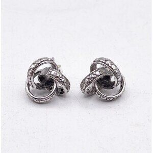 Vintage 925 Sterling Silver Knot Stud Earrings Infinity Love Symbol Textured